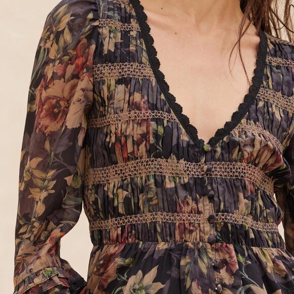 Boho Floral Bell-Sleeve Midi Dress - Picture 3 of 7